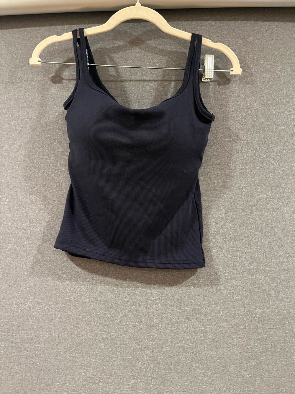 Women's Black Ribbed Tank Top - Classic Scoop Neck built in bra